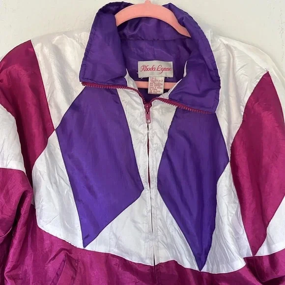 Vintage 80s Rhoda Lynne Windbreaker Jacket L - Picture 4 of 10